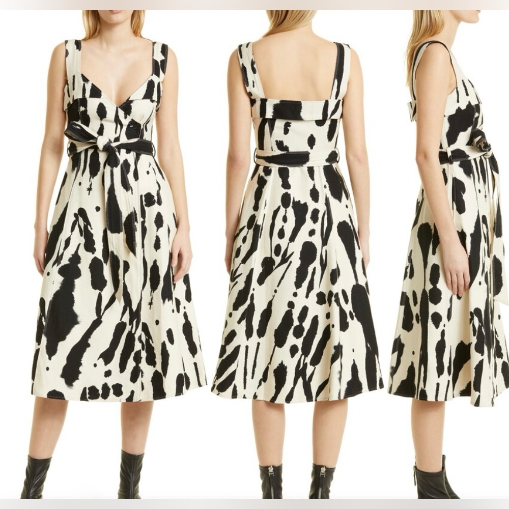 Stine Goya Gina Abstract Structured Cotton Dress Wrap Tie-Waist Dress - Size XXS